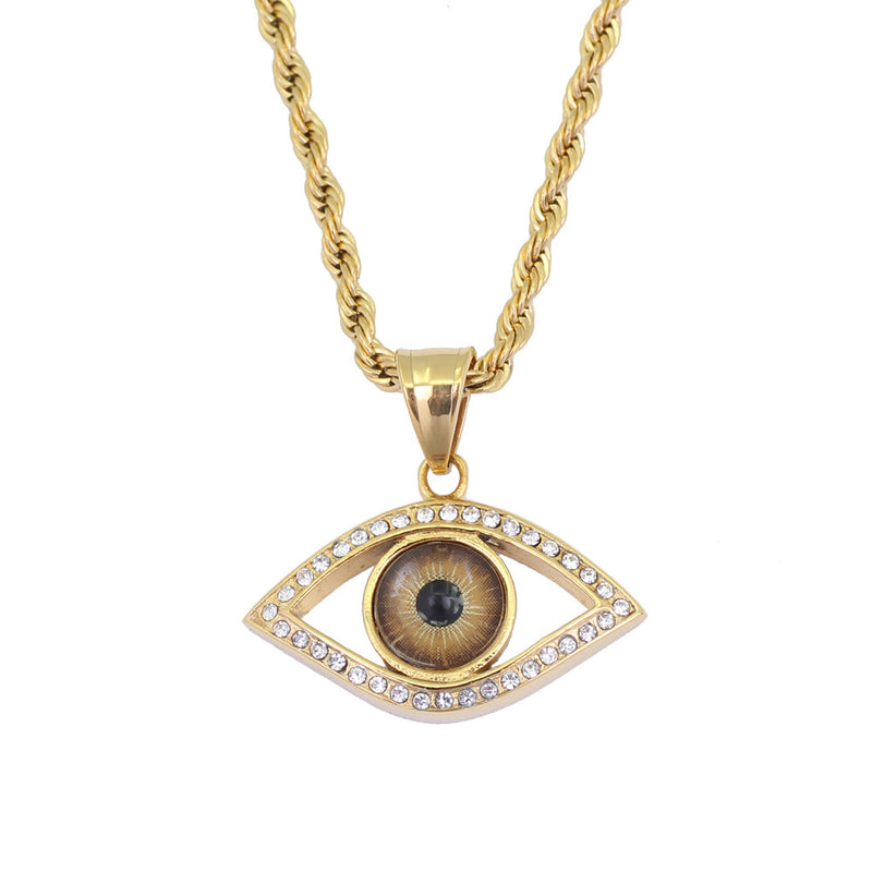 Gold Plated Evil Eye Hip Hop Pendant