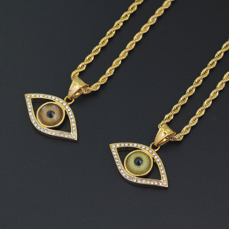 Gold Plated Evil Eye Hip Hop Pendant