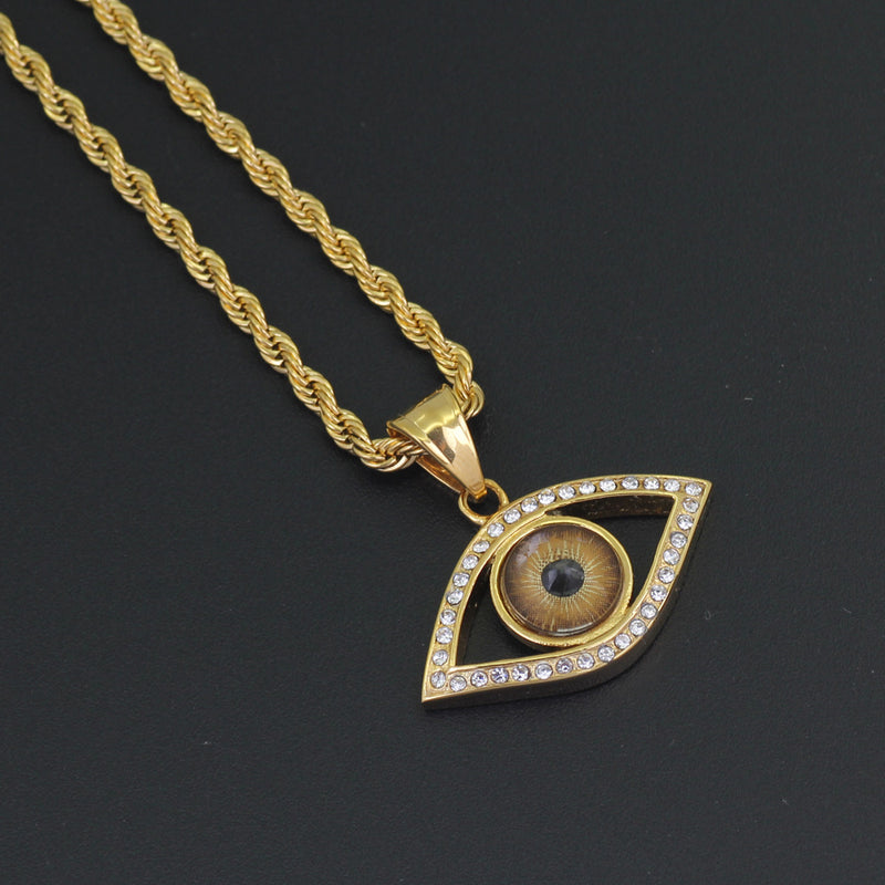 Gold Plated Evil Eye Hip Hop Pendant