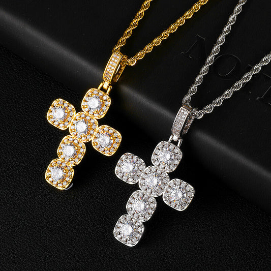 Gold/White Gold Diamond Cross Pendant