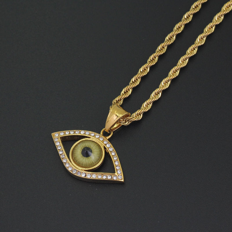 Gold Plated Evil Eye Hip Hop Pendant