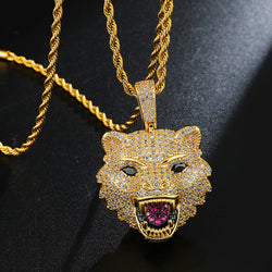 Iced Out Diamond Wolf Head Pendant