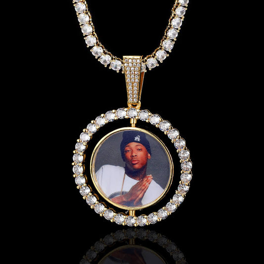 Rotating Double-sided Iced Photo Custom Pendant