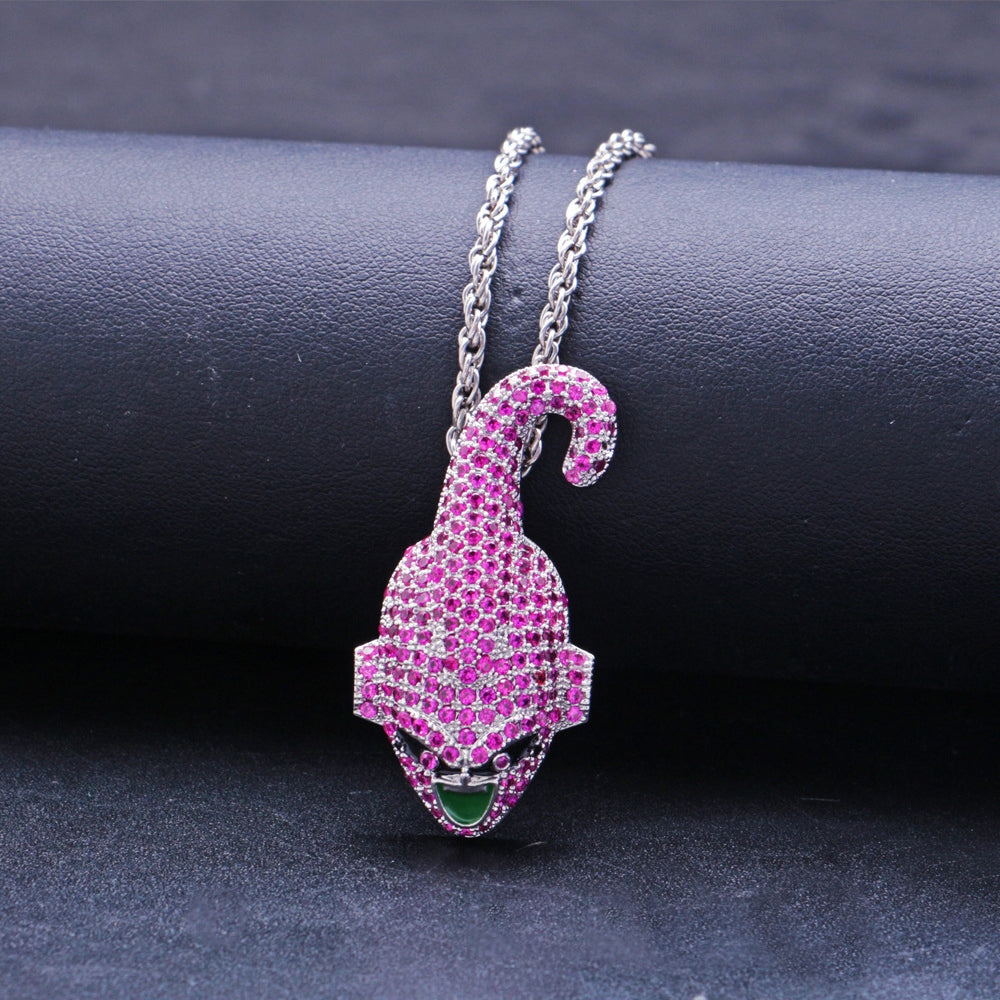 White Gold Iced Kid Buu Pendant