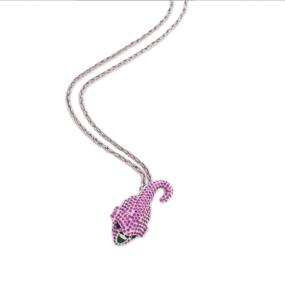 White Gold Iced Kid Buu Pendant