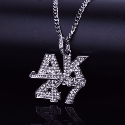 White Gold Iced AK47 Letter Pendant