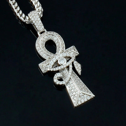 White Gold Iced Egyptian Ankh Cross Pendant