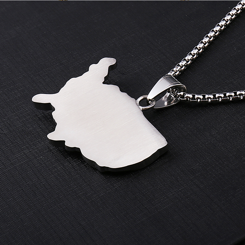 White Gold Iced America Map Pendant