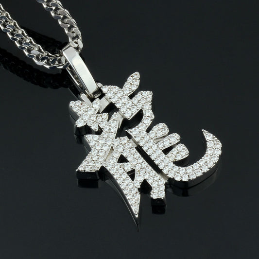 White Gold Plated Letter Dragon Pendant