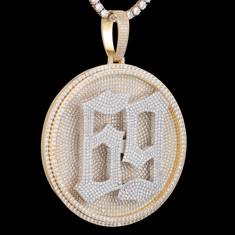 Gold Disc Pendant Set With Diamonds - Customised Number