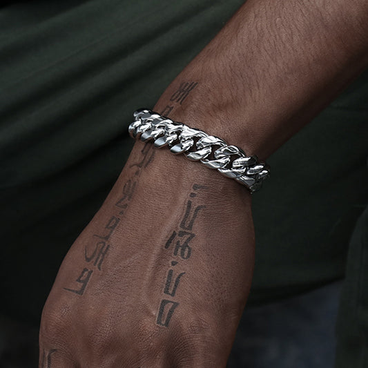 14MM White Gold Plated Miami Cuban Link Bracelet