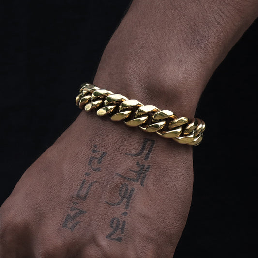 14MM 14K Gold Plated Miami Cuban Link Bracelet