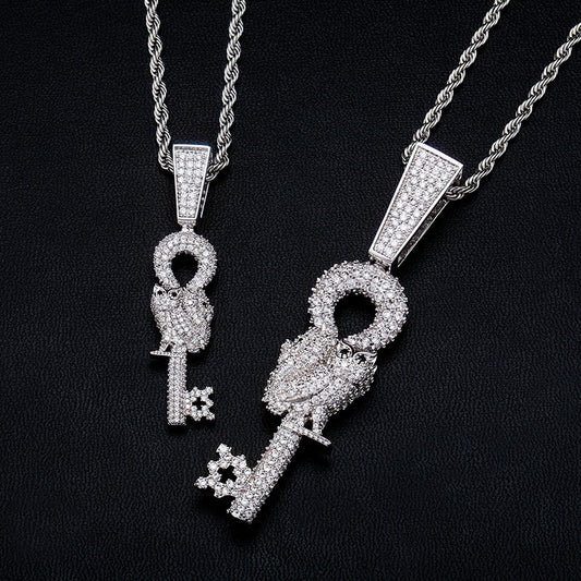 Owl key Full of Zirconia Punk Pendant