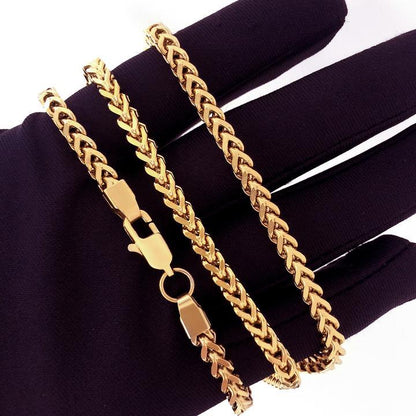 4MM 18K Gold Plated Stainless Steel Franco Chain Necklace Tripodjewelry
