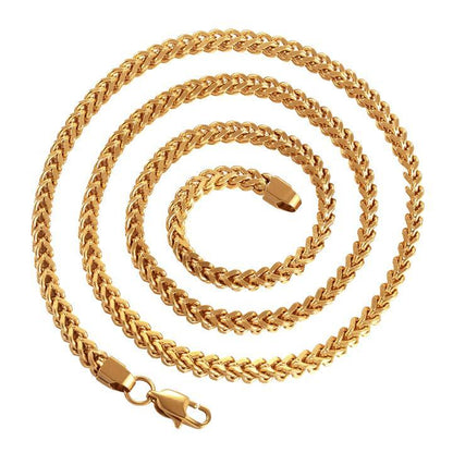 4MM 18K Gold Plated Stainless Steel Franco Chain Necklace Tripodjewelry