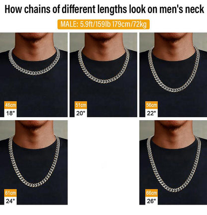 8MM White Gold Plated Miami Cuban Link Chain Necklace - Tripodjewelry