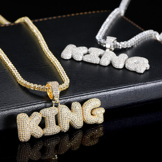 Customized Bubble Letter Name Chain Necklace Name Plate Chains TRIPOD JEWELRY