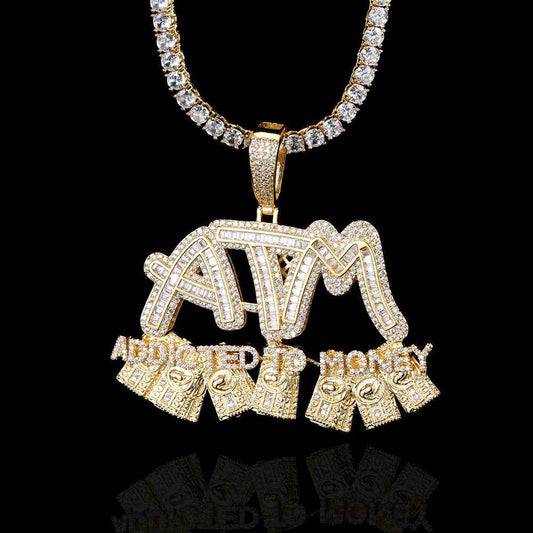 Gold/White Gold Zircon Letter ATM Pendant