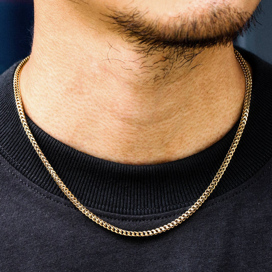 3MM 18K Gold Plated Stainless Steel  Franco Chain Necklace