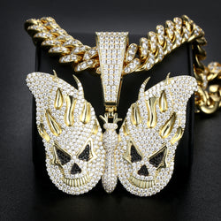 14k Gold Iced Evil Butterfly Pendant