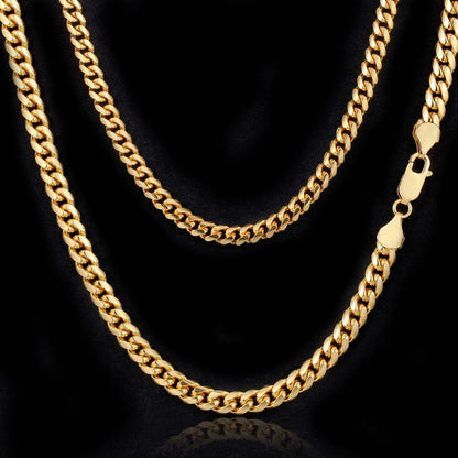 5MM Gold Plated Lobster Lock Miami Cuban Link Chain Necklace