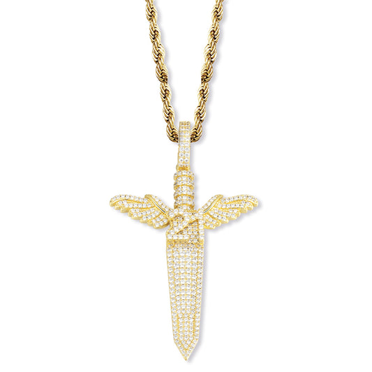 18k Gold Angel Sword Pendant