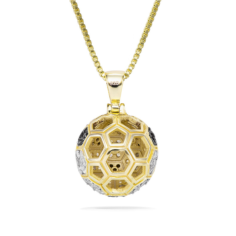 14K Gold Iced Football Pendant