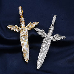 White Gold Angel Sword Pendant