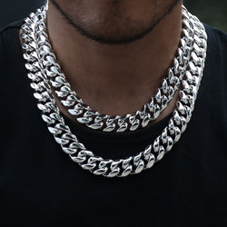 18MM White Gold Plated Miami Cuban Link Chain Necklace