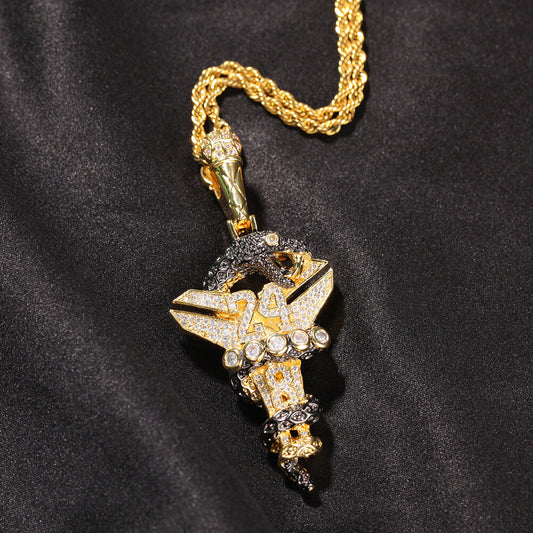 Gold/White Gold Black Mamba Viper Cross Pendant