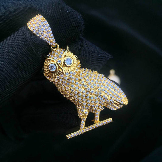 14k Gold Plated Iced Out Bird Pendant