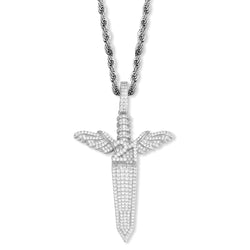 White Gold Angel Sword Pendant