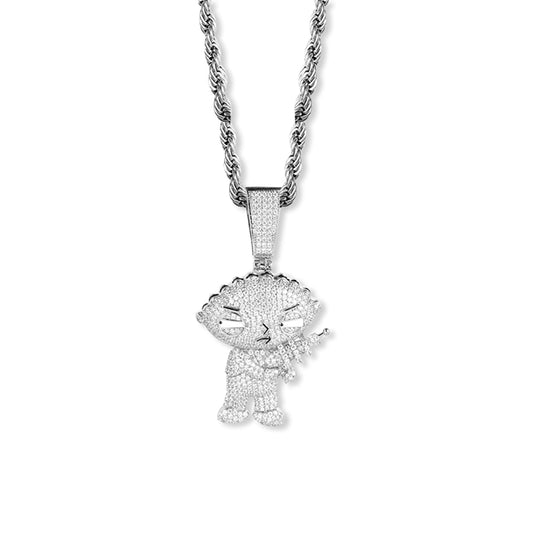 White Gold Cartoon Character Pendant