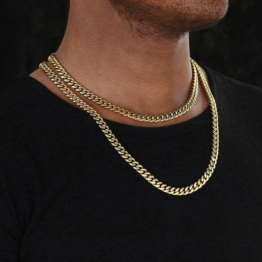 6MM 14K Gold Plated Miami Cuban Link Chain Necklace