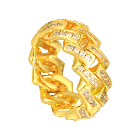 Iced Cuban Link Ring 18K/White Gold Plated