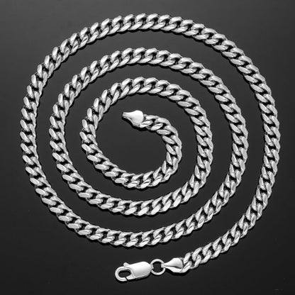 3/4/5/6MM White Gold Plated Lobster Lock Miami Cuban Link Chain Necklace