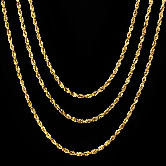 4MM 14k Gold Rope Chain Necklace