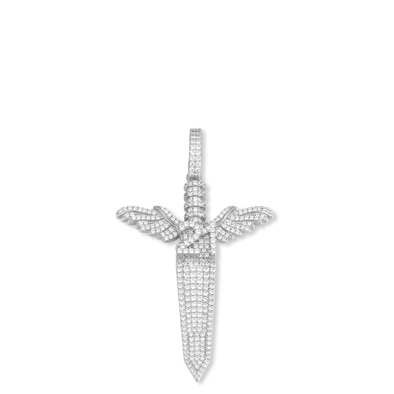 White Gold Angel Sword Pendant