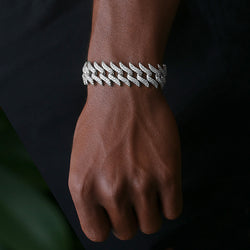 15MM White Gold Plated Simulated Iced Out Cuban Link Bracelet