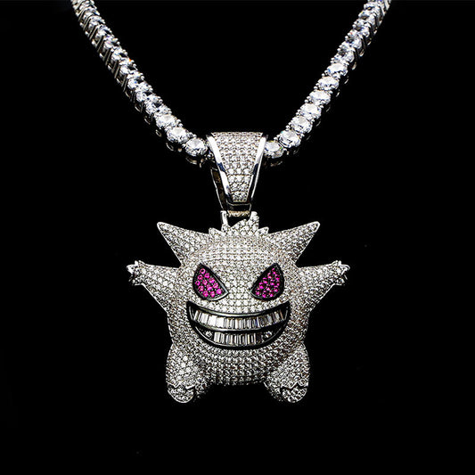 White Gold Iced Gengar Pendant