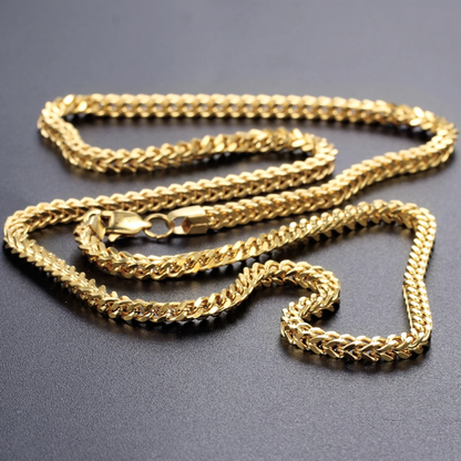 4MM 18K Gold Plated Stainless Steel Franco Chain Necklace