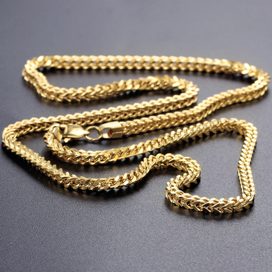 4MM 18K Gold Plated Stainless Steel Franco Chain Necklace