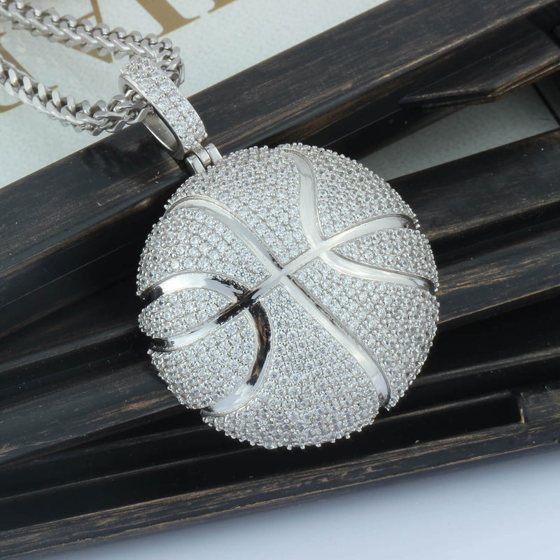 18k/White Gold Iced Diamond Round Shape Pendants