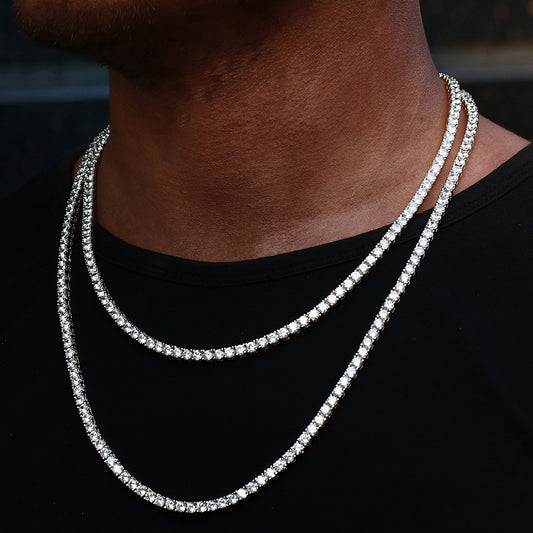 4MM White Gold Plated  Tennis Chain Necklace