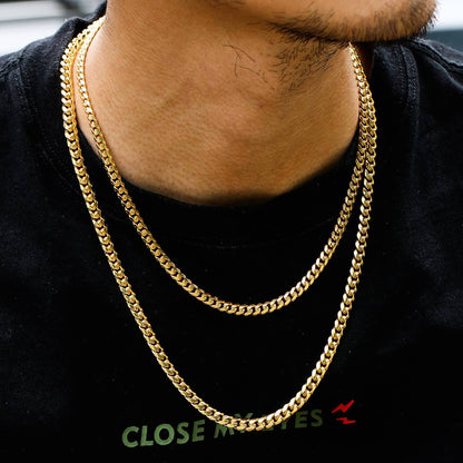 5MM Gold Plated Lobster Lock Miami Cuban Link Chain Necklace