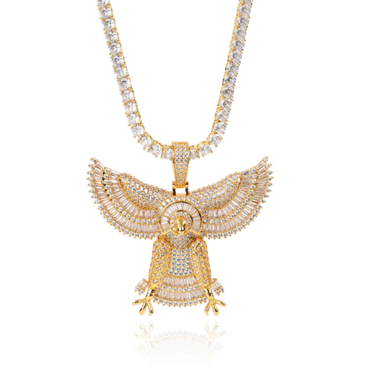 18k/White Gold Iced  Out Winged Eagle Pendant(Ship out on Dec 22th)