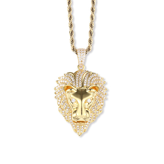 18k/White Gold Iced Out Lion Pendant