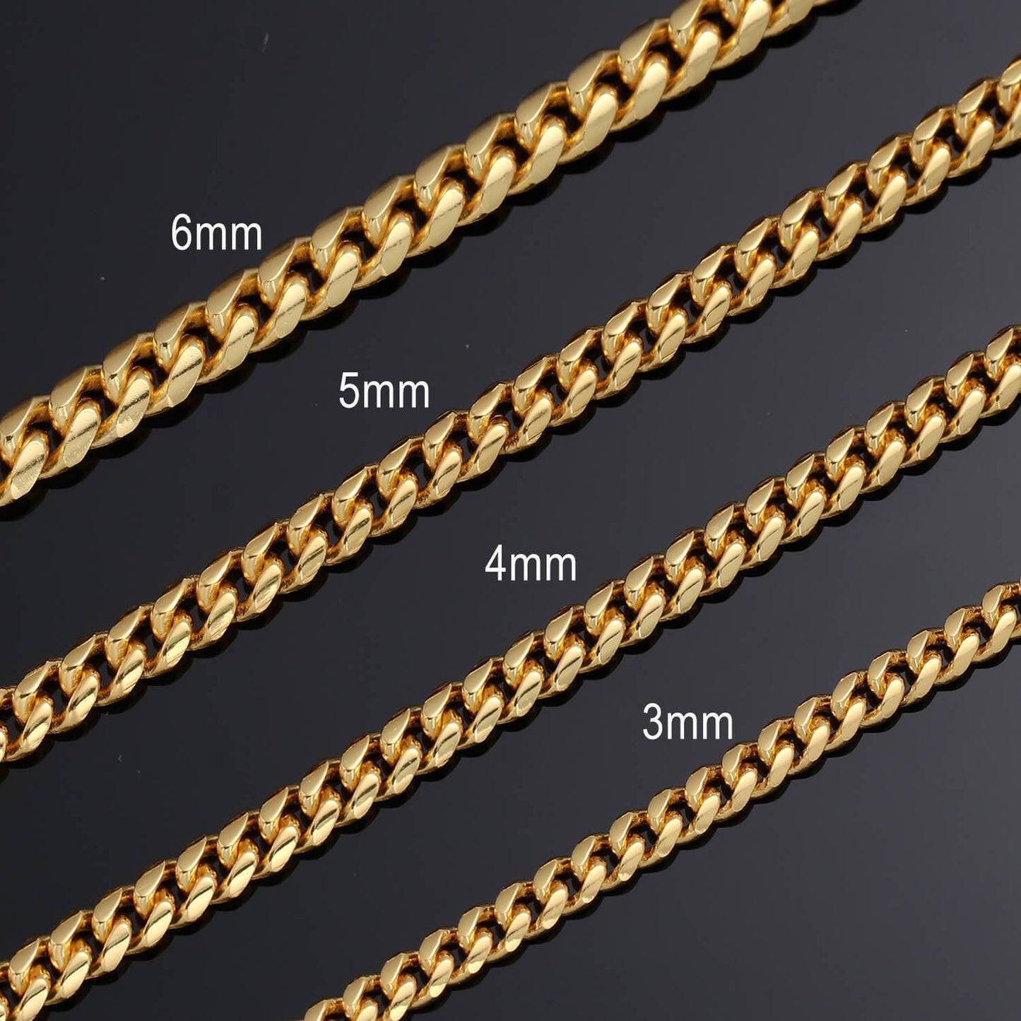 5MM Gold Plated Lobster Lock Miami Cuban Link Chain Necklace