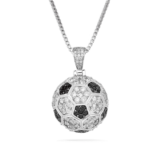 White Gold Iced Football Pendant