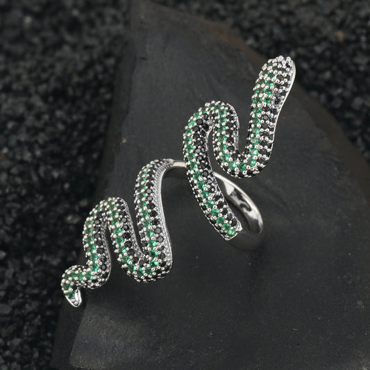 18K/White Gold Iced Snake Ring